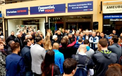 Tous rassemblés ce matin autour de notre candidat Christian Estrosi, le seul et véritable choix crédible pour #Nice06.